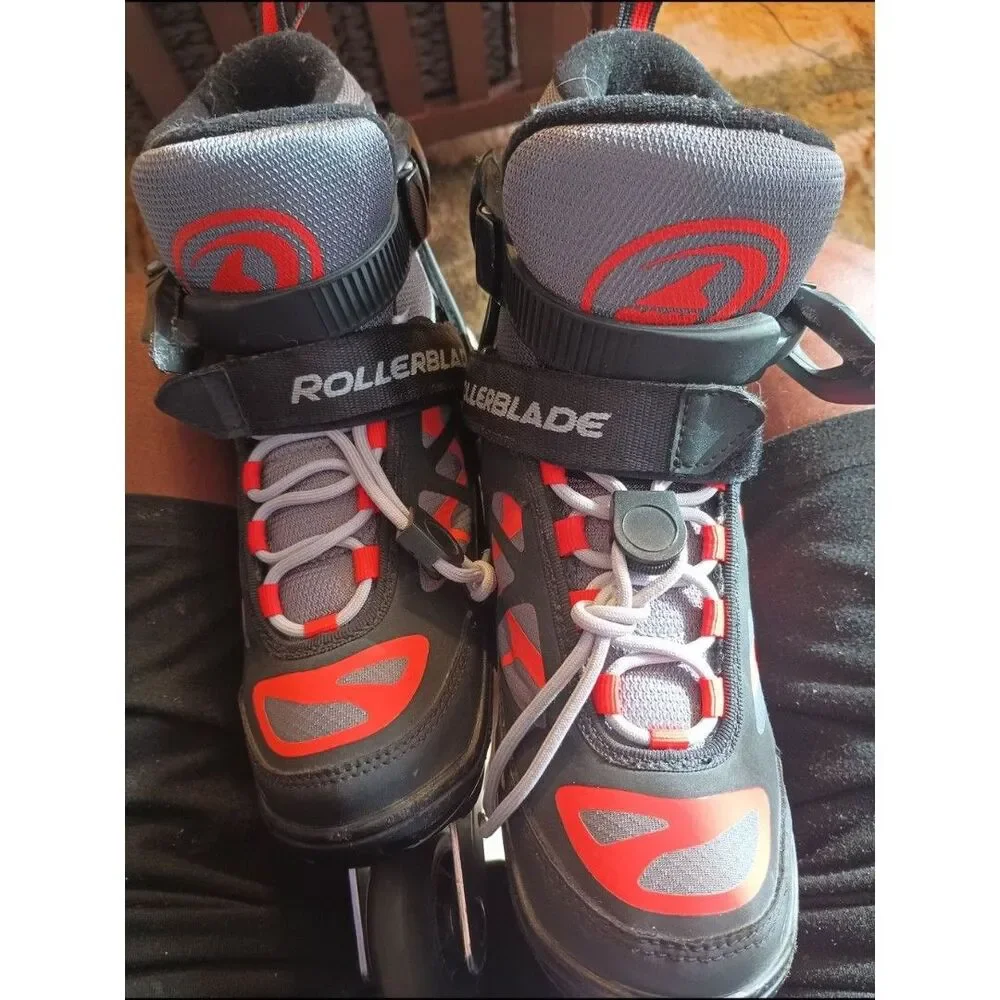 Kids' Gray and Red Adjustable Inline Skates